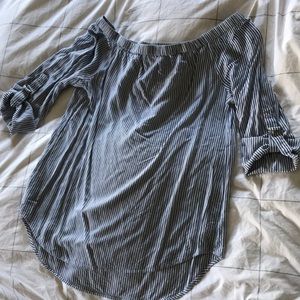 Off the Shoulder Striped Shirt